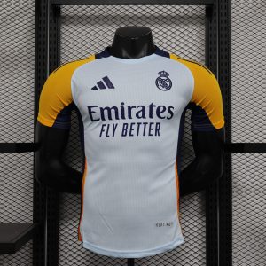 2024-25 Real Madrid short-sleeved away football shirt top player version sportswear yellow and white