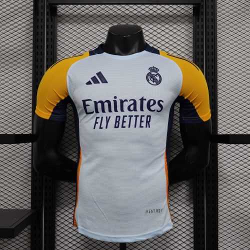 2024-25 Real Madrid short-sleeved away football shirt top player version sportswear yellow and white