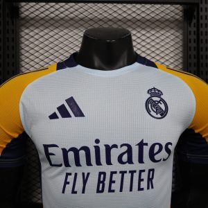 2024-25 Real Madrid short-sleeved away football shirt top player version sportswear yellow and white