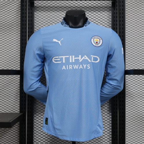 2024-25 Champions League Manchester City home football uniform training uniform player version jersey long sleeve