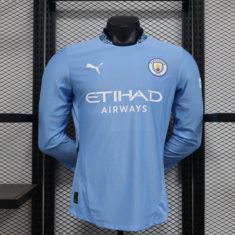 2024-25 Champions League Manchester City home football uniform training uniform player version jersey long sleeve