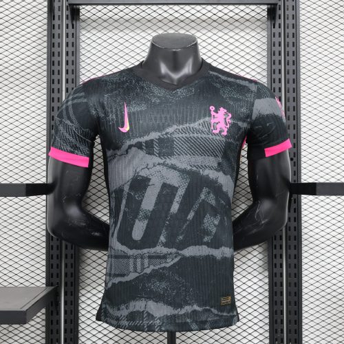 2024-25 Premier League Chelsea Away Football Jersey Top Player Version Short Sleeve Jersey Black