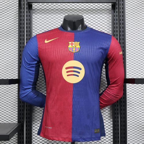 2024-25 Barcelona Football Jersey Barcelona Football Jersey Player Edition Home Long Sleeve Jersey
