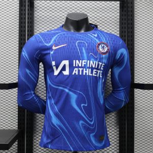 切尔西主长袖1 2024-25 Chelsea Home Jersey Long Sleeve Football Jersey Player's Edition Top